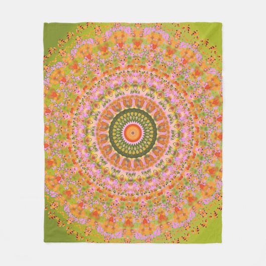 Glückliches Hippy-Mandala Fleecedecke (Vorderseite)