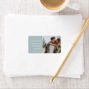 Glückliches Hochzeitspaar Foto Rücksendeadresse Adressaufkleber