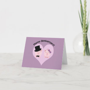Glückliches Hochzeitspaar-Schwein Karte