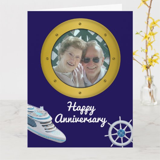 Glückliches Hochzeitsschiff Romantisch Nautical Karte (Gelbe Blume)