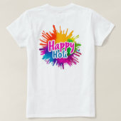 Glückliches Holi-Farbspritzer-Frauen-Top T-Shirt (Design Rückseite)