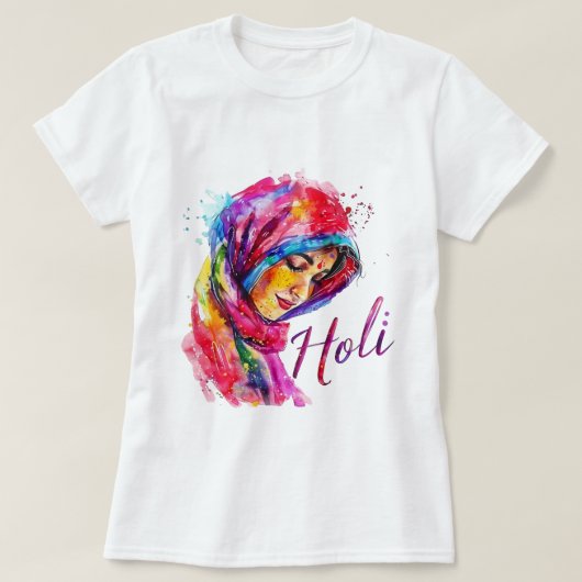 Glückliches Holi-Farbspritzer-Frauen-Top T-Shirt (Design vorne)