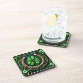 Glückliches Horseshoe und Clover Design Getränkeuntersetzer (Rechte Seite)