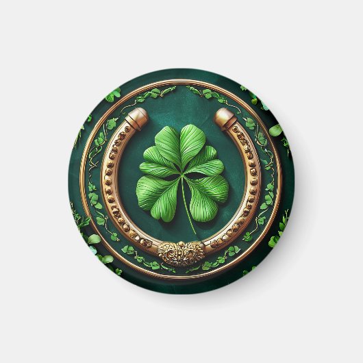 Glückliches Horseshoe und Clover Design Magnet (Vorne)