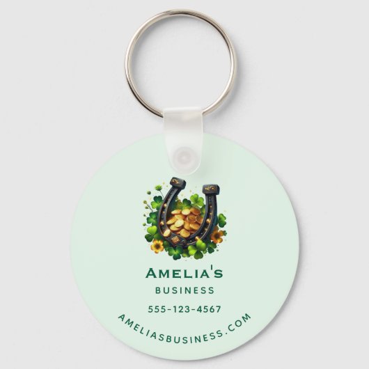 Glückliches Horseshos und Gold-Münzen Geschäft Schlüsselanhänger (Vorderseite)