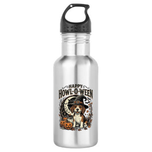 Glückliches Howl-O-Ween Beagle Hexenhut Halloween- Edelstahlflasche