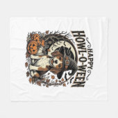 Glückliches Howl-O-Ween Beagle Hexenhut Halloween- Fleecedecke (Vorderseite (Horizontal))