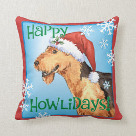 Glückliches Howliday Airedale Kissen