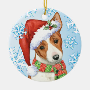 Glückliches Howliday Basenji Keramik Ornament