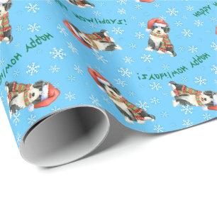 Glückliches Howliday Beardie Geschenkpapier