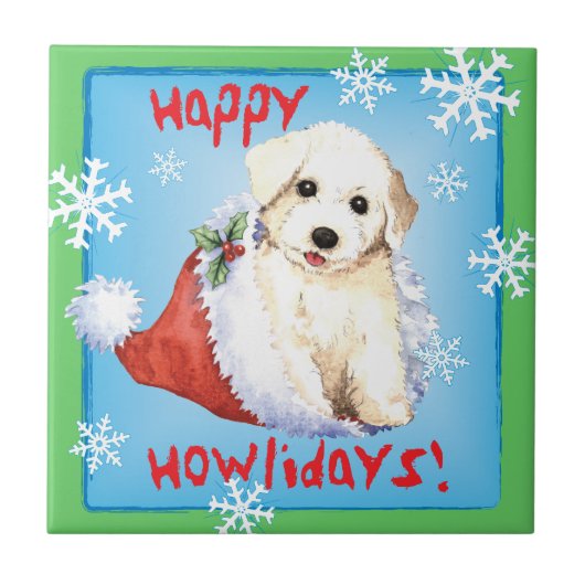 Glückliches Howliday Bichon Fliese (Vorderseite)