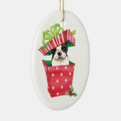 Glückliches Howliday Boston Terrier Keramik Ornament (Rechts)