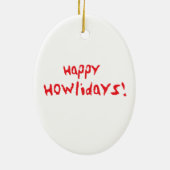 Glückliches Howliday Boston Terrier Keramik Ornament (Hinten)