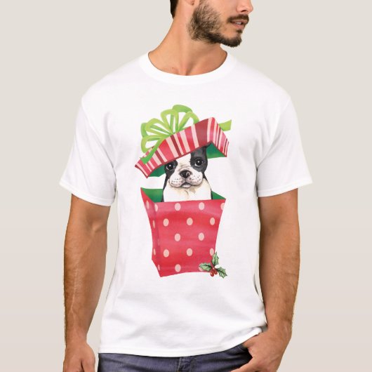 Glückliches Howliday Boston Terrier T-Shirt (Vorderseite)