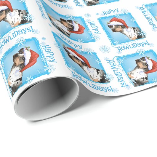 Glückliches Howliday Catahoula Geschenkpapier (Rolleneckpunkt)