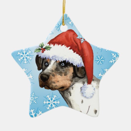 Glückliches Howliday Catahoula Keramik Ornament (Vorne)