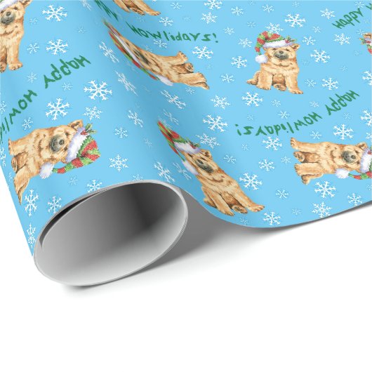 Glückliches Howliday Chow-Chow Geschenkpapier (Rolleneckpunkt)