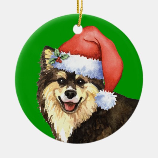 Glückliches Howliday finnisches Lapphund Keramikornament (Vorne)