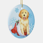 Glückliches Howliday golden retriever Keramik Ornament (Rechts)