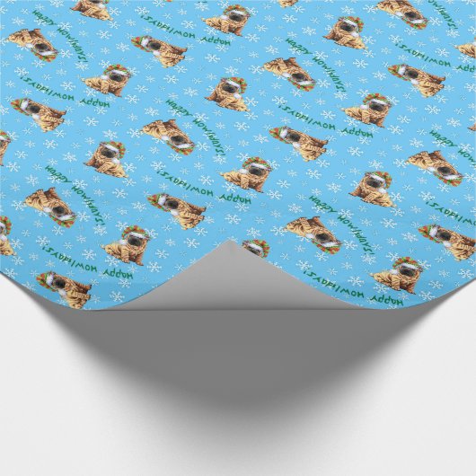 Glückliches Howliday Shar-Pei Geschenkpapier (Ecke)