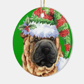 Glückliches Howliday Shar-Pei Keramik Ornament (Links)