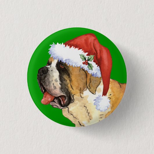 Glückliches Howlidays Bernhardiner Button (Vorderseite)