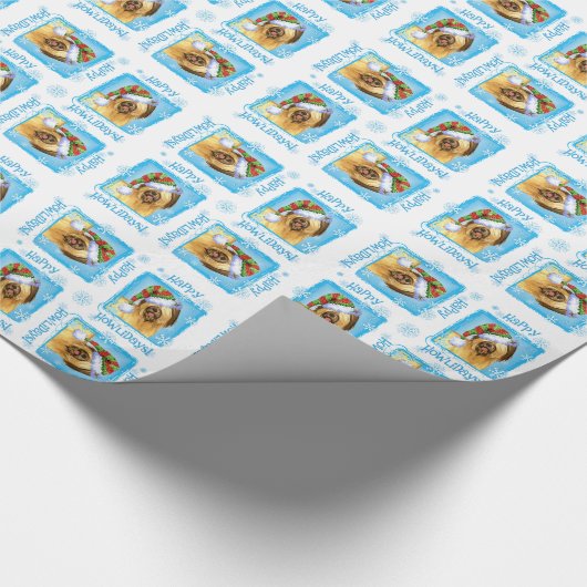 Glückliches Howlidays Briard Geschenkpapier (Ecke)