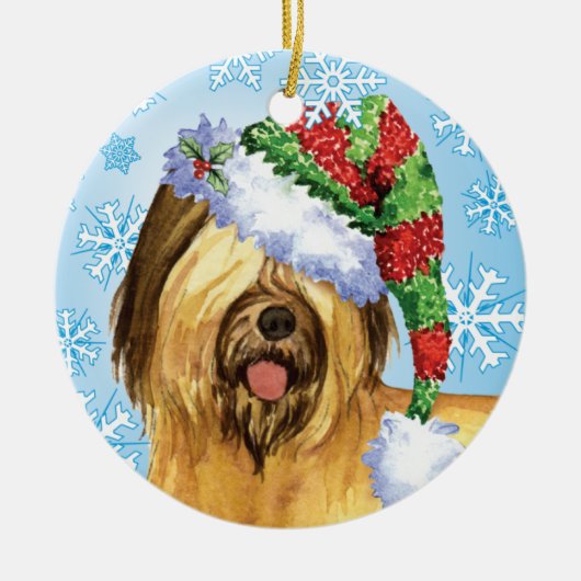 Glückliches Howlidays Briard Keramikornament (Vorne)