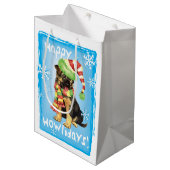 Glückliches Howlidays GSD Mittlere Geschenktüte (Vorderseite Schrägansicht)
