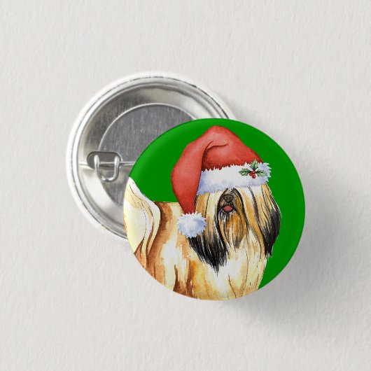 Glückliches Howlidays Lhasa Apso Button (Vorne & Hinten)