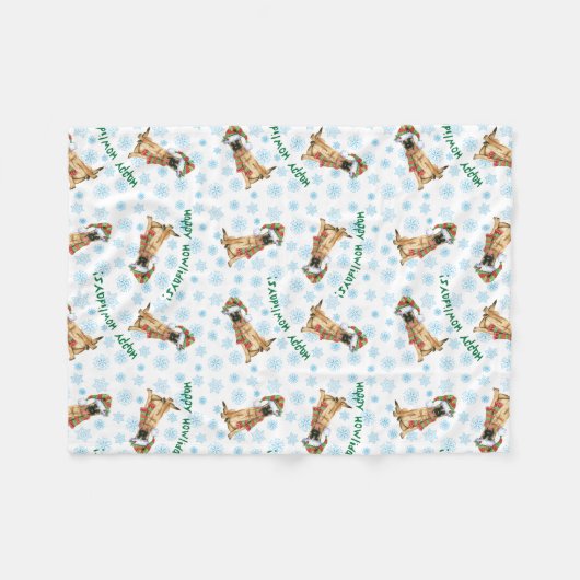Glückliches Howlidays Malinois Fleecedecke (Vorderseite (Horizontal))