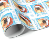 Glückliches Howlidays Pekingese Geschenkpapier (Rolleneckpunkt)
