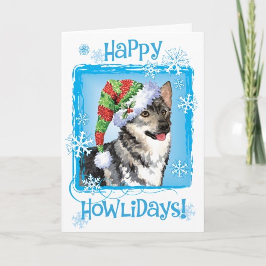 Glückliches Howlidays Schwede Vallhund Feiertagskarte (Vorderseite)