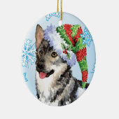 Glückliches Howlidays Schwede Vallhund Keramik Ornament (Rechts)