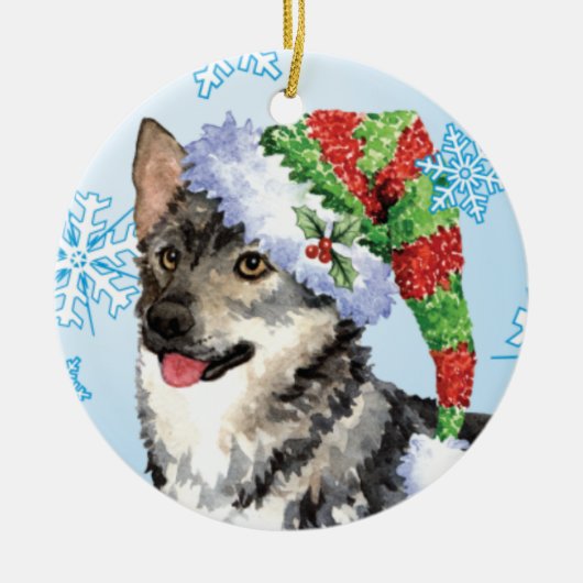Glückliches Howlidays Schwede Vallhund Keramik Ornament (Vorne)