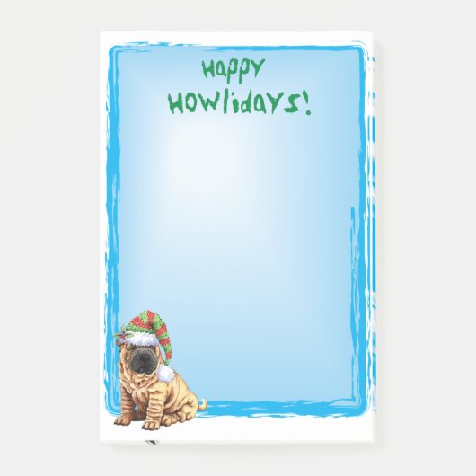 Glückliches Howlidays Shar-Pei Post-it Klebezettel (Vorderseite)