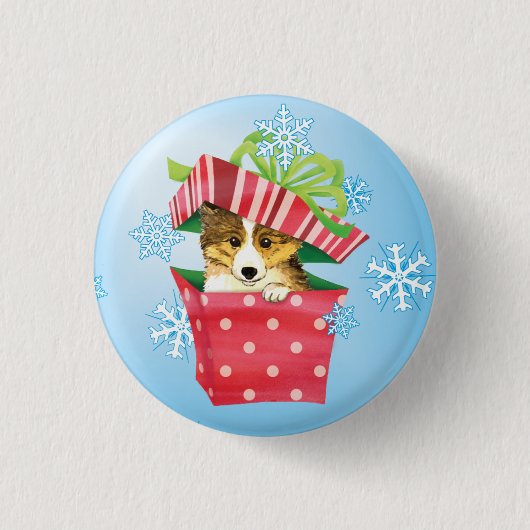 Glückliches Howlidays Sheltie Button (Vorderseite)