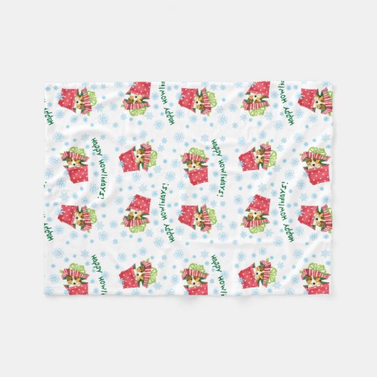 Glückliches Howlidays Sheltie Fleecedecke (Vorderseite (Horizontal))