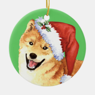 Glückliches Howlidays Shiba Inu Keramik Ornament