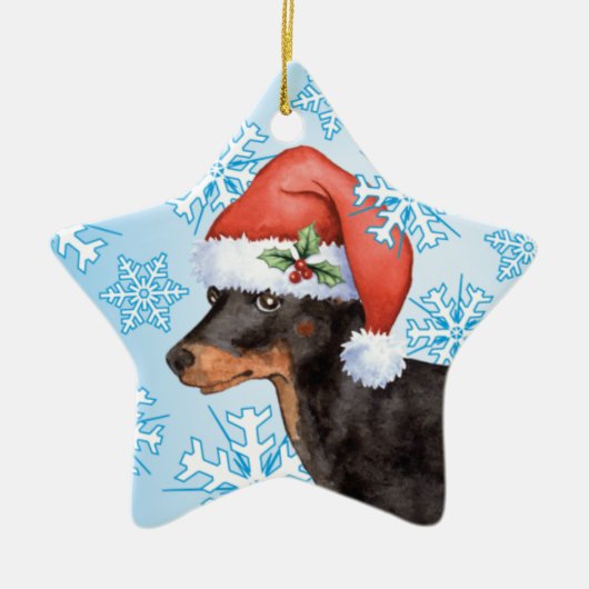 Glückliches Howlidays Spielzeug Manchester Terrier Keramikornament (Vorne)