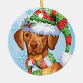 Glückliches Howlidays Vizsla Keramik Ornament (Vorne)
