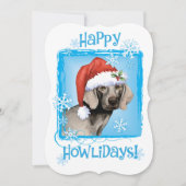 Glückliches Howlidays Weimaraner Feiertagskarte (Vorderseite)