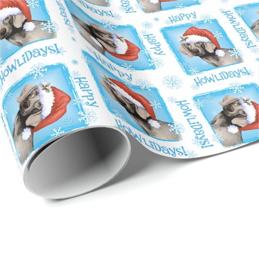 Glückliches Howlidays Weimaraner Geschenkpapier (Rolleneckpunkt)