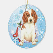 Glückliches Howlidays Welshie Keramik Ornament (Links)