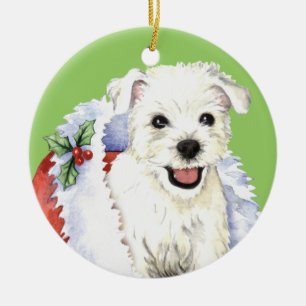 Glückliches Howlidays Westie Keramikornament