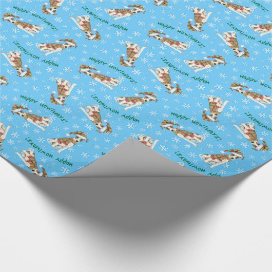 Glückliches Howlidays Whippet Geschenkpapier (Ecke)