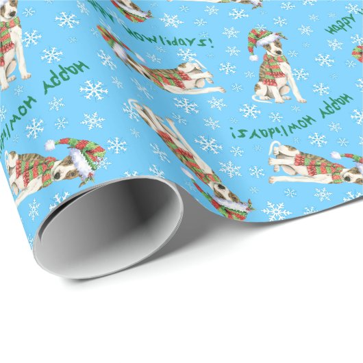 Glückliches Howlidays Whippet Geschenkpapier (Rolleneckpunkt)
