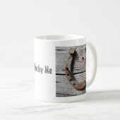 Glückliches Hufeisen auf Bretterzaun Kaffeetasse (VorderseiteRechts)