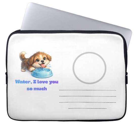 Glückliches Hunde-Hydrations-Design Laptopschutzhülle (Vorderseite)