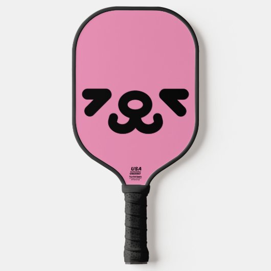 Glückliches Hundegesicht Hellrosa Pickleball Schläger (Vorderseite)
